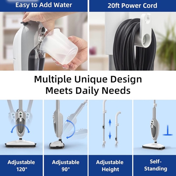 Steam Mop - 10-in-1 MultiPurpose Handheld Steam Cleaner Detachable Floor Steamer - Picture 7 of 10